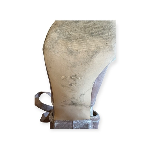 Nine West Ballet velvet lace up block heels shoes pink 9 M - Picture 10 of 11